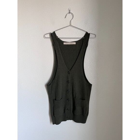 RAQUEL ALLEGRA Cashmere/Wool Sweater Vest in Dark Olive Size 1/SMALL *READ* - Picture 1 of 6
